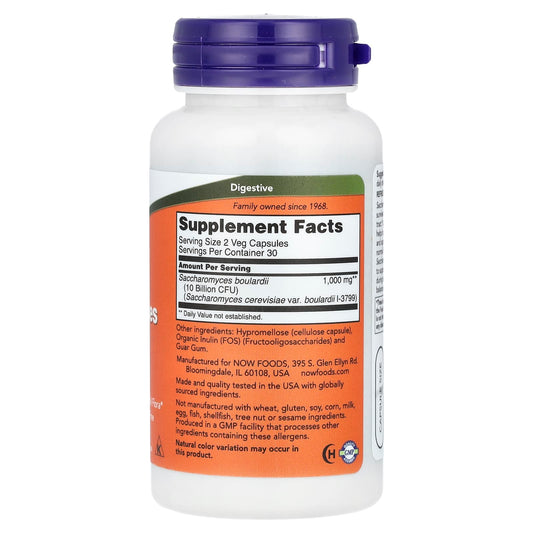 NOW Saccharomyces Boulardii 5 Billion CFU 60 Capsules