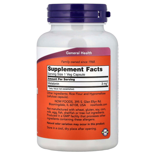 NOW Melatonin 3 mg 180 Capsules