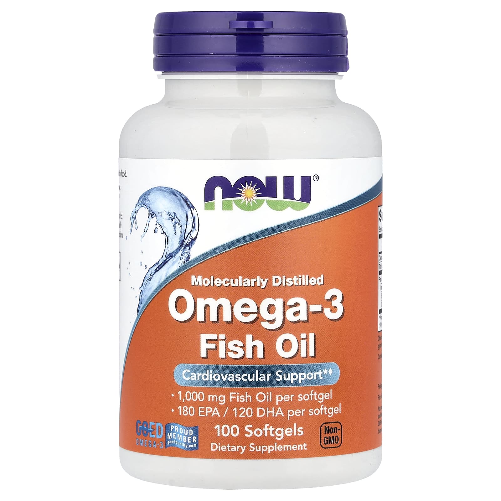 NOW Omega-3 Fish Oil 180 EPA - 120 DHA 1000 mg 100 Softgels