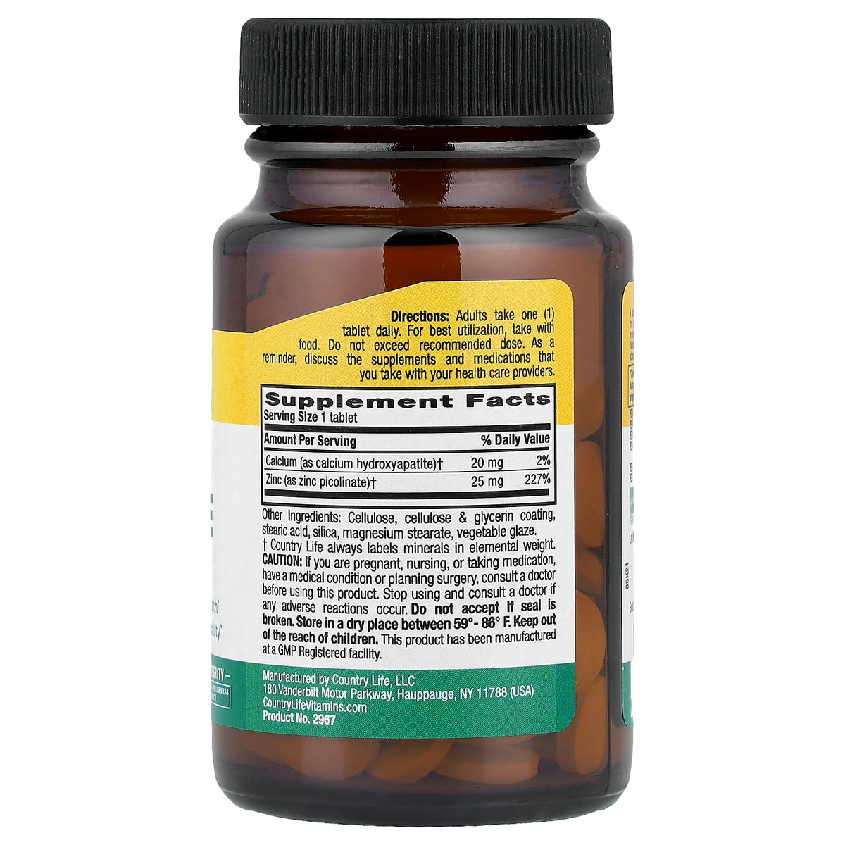 Country Life Zinc Picolinate 25 mg 100 Tablets