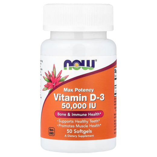 NOW Vitamin D3 Max Potency 50000 IU 50 Softgels