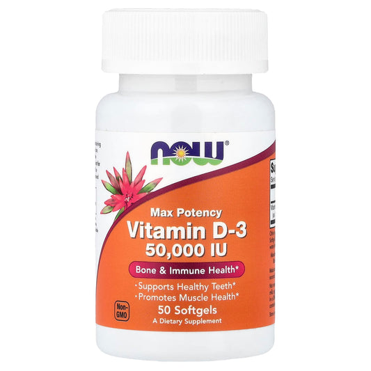 NOW Vitamin D3 Max Potency 50000 IU 50 Softgels