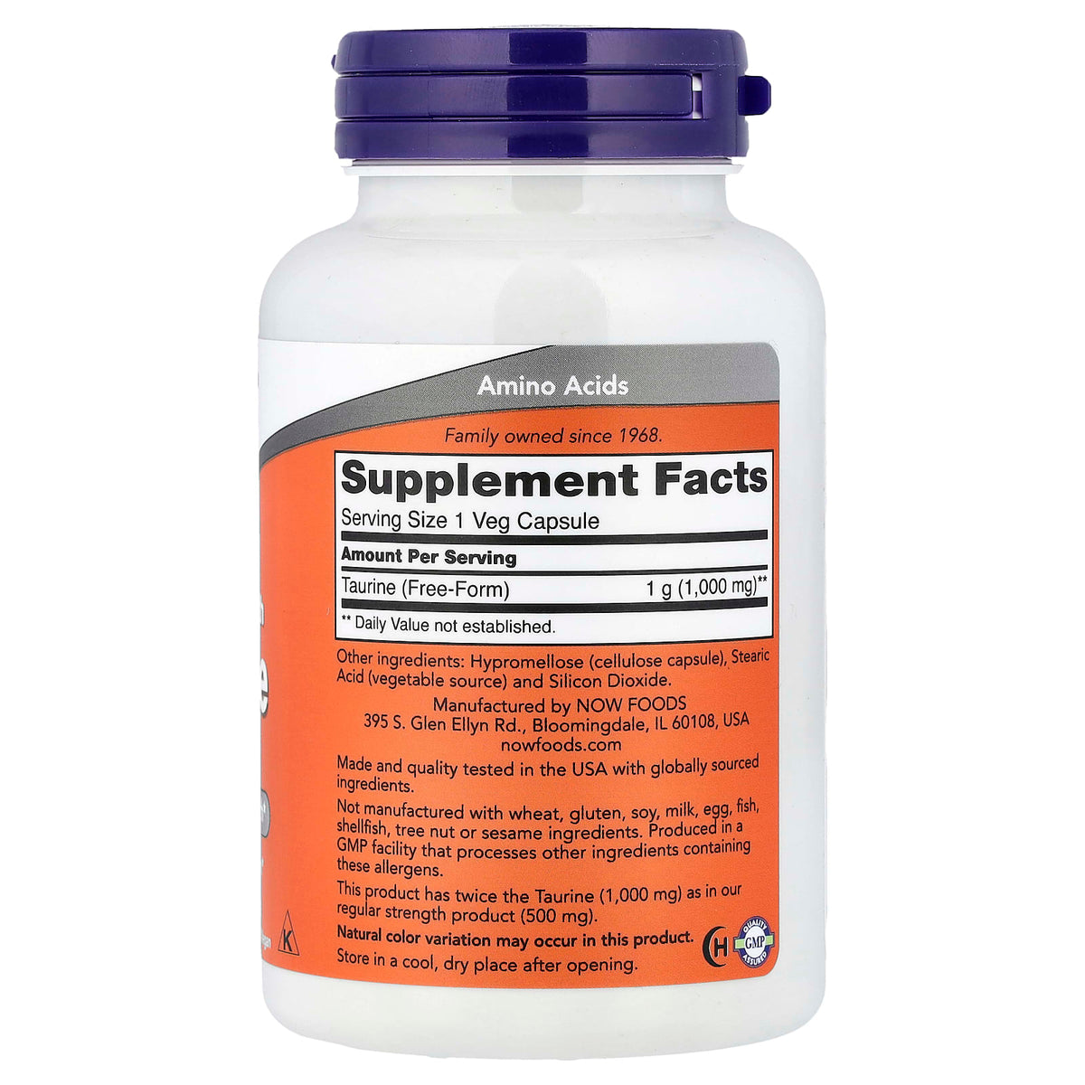 NOW Taurine 1000 mg 100 Capsules