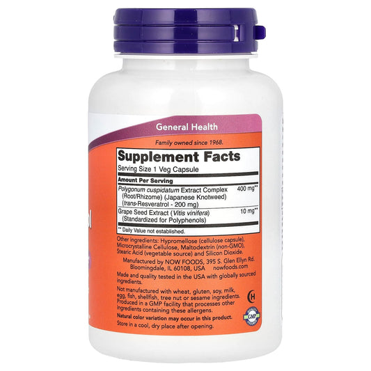 NOW Resveratrol 200 mg 120 Capsules