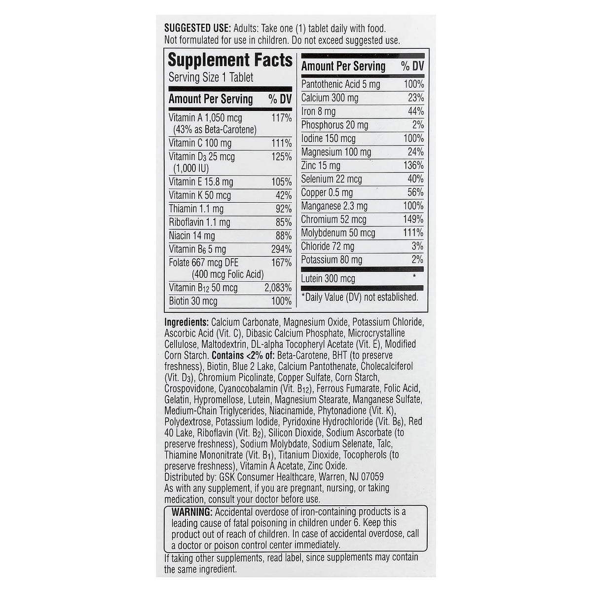 Centrum Silver Women 50+ Multivitamin 100 Tablets