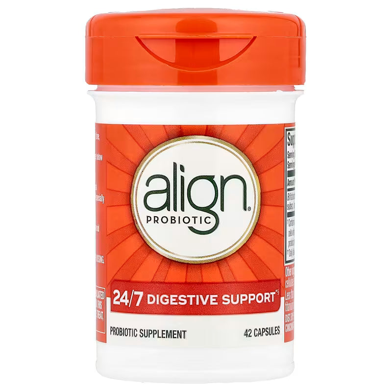 Align Probiotics, 24/7 Digestive Support, 42 Capsules (10 mg) – ألاين بروبيوتكس، دعم هضمي 24/7، 42 كبسولة (10 ملجم)