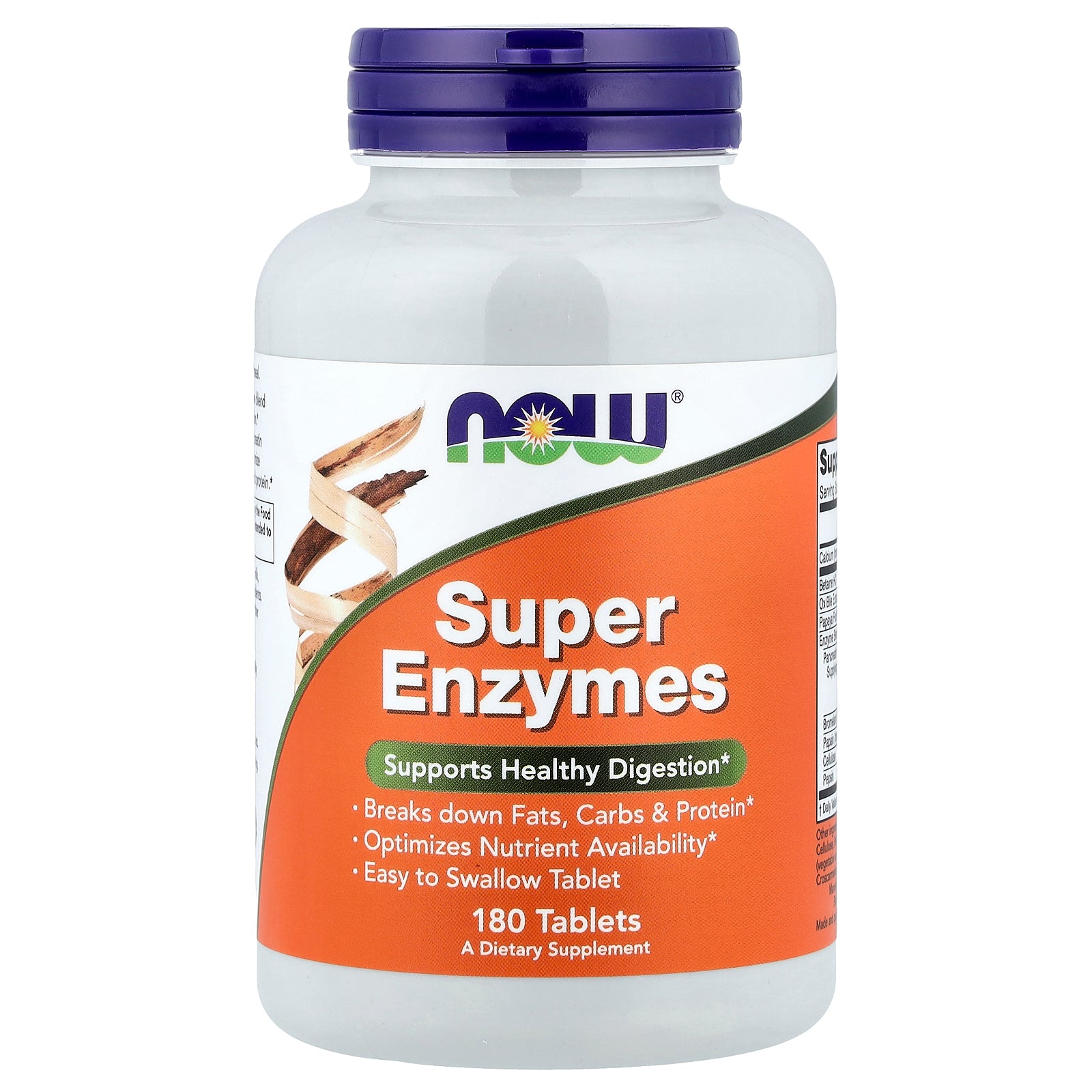 NOW Foods Super Enzymes إنزيمات هاضمة، 180 قرصًا