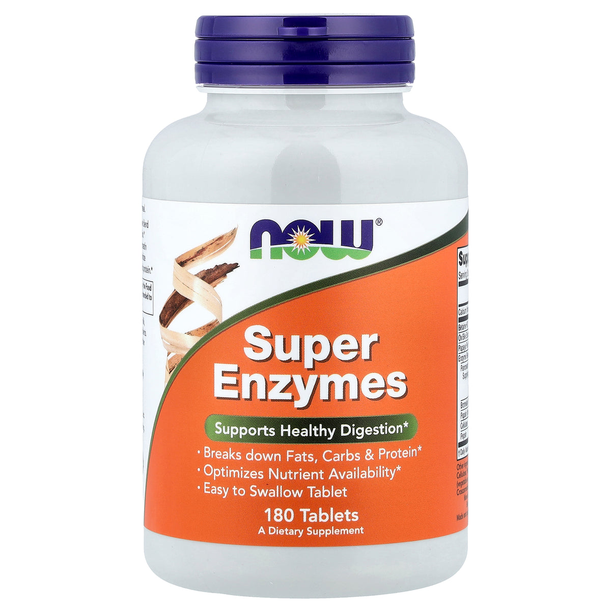 NOW Foods Super Enzymes إنزيمات هاضمة، 180 قرصًا