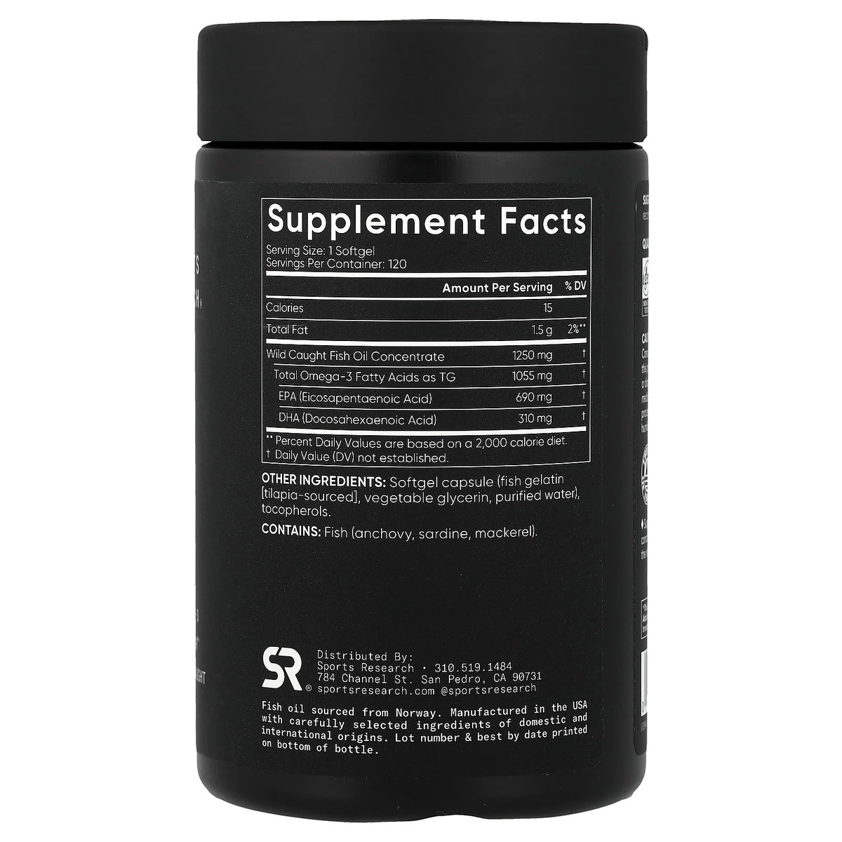 Sports Research Omega-3 Fish Oil Triple Strength 120 Softgels