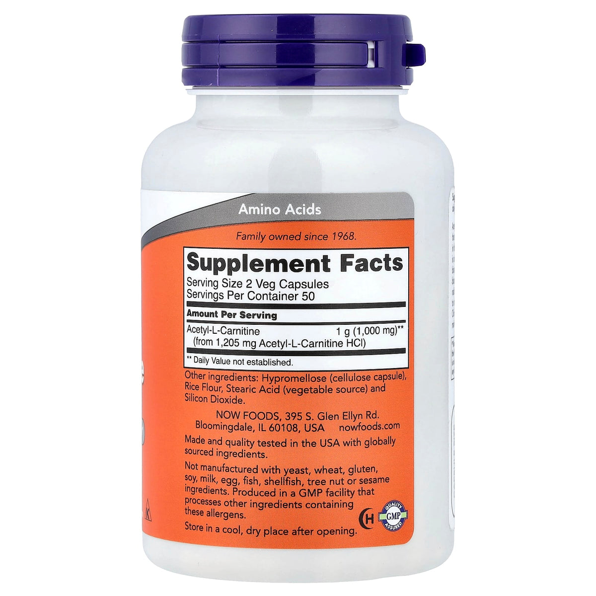 NOW Acetyl-L-Carnitine 500 mg 100 Capsules