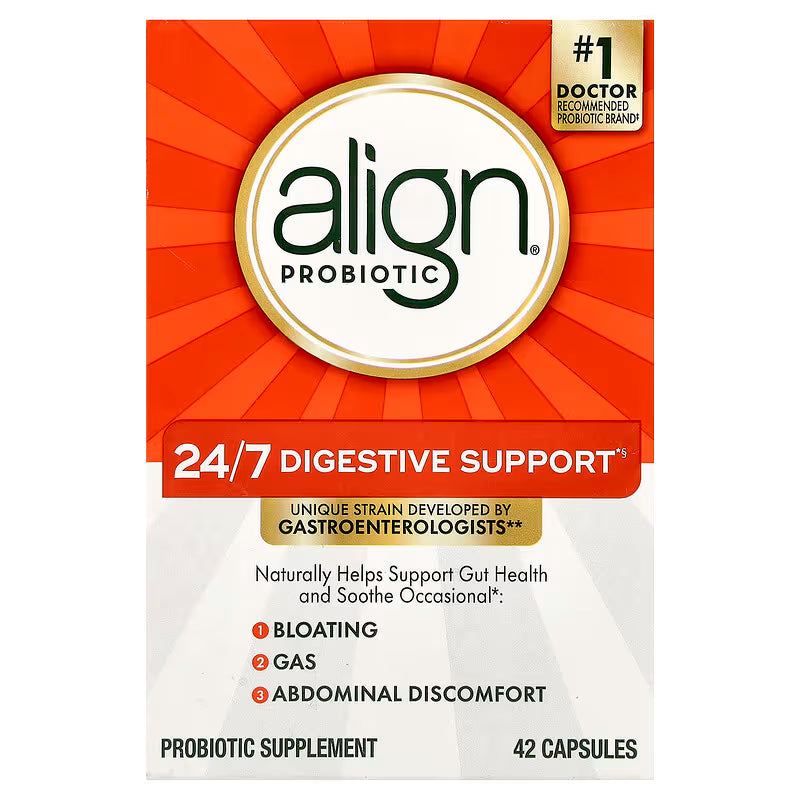Align Probiotics, 24/7 Digestive Support, 42 Capsules (10 mg) – ألاين بروبيوتكس، دعم هضمي 24/7، 42 كبسولة (10 ملجم)