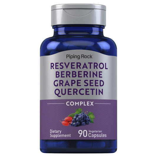 Piping Rock Resveratrol Berberine Grape Seed & Quercetin Complex 90 Capsules
