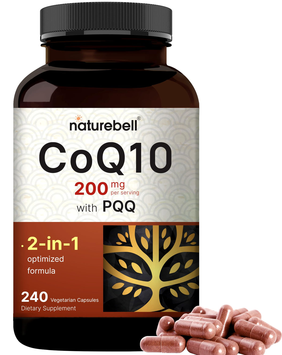 NatureBell CoQ10 with PQQ 200mg 240 Veggie Capsules