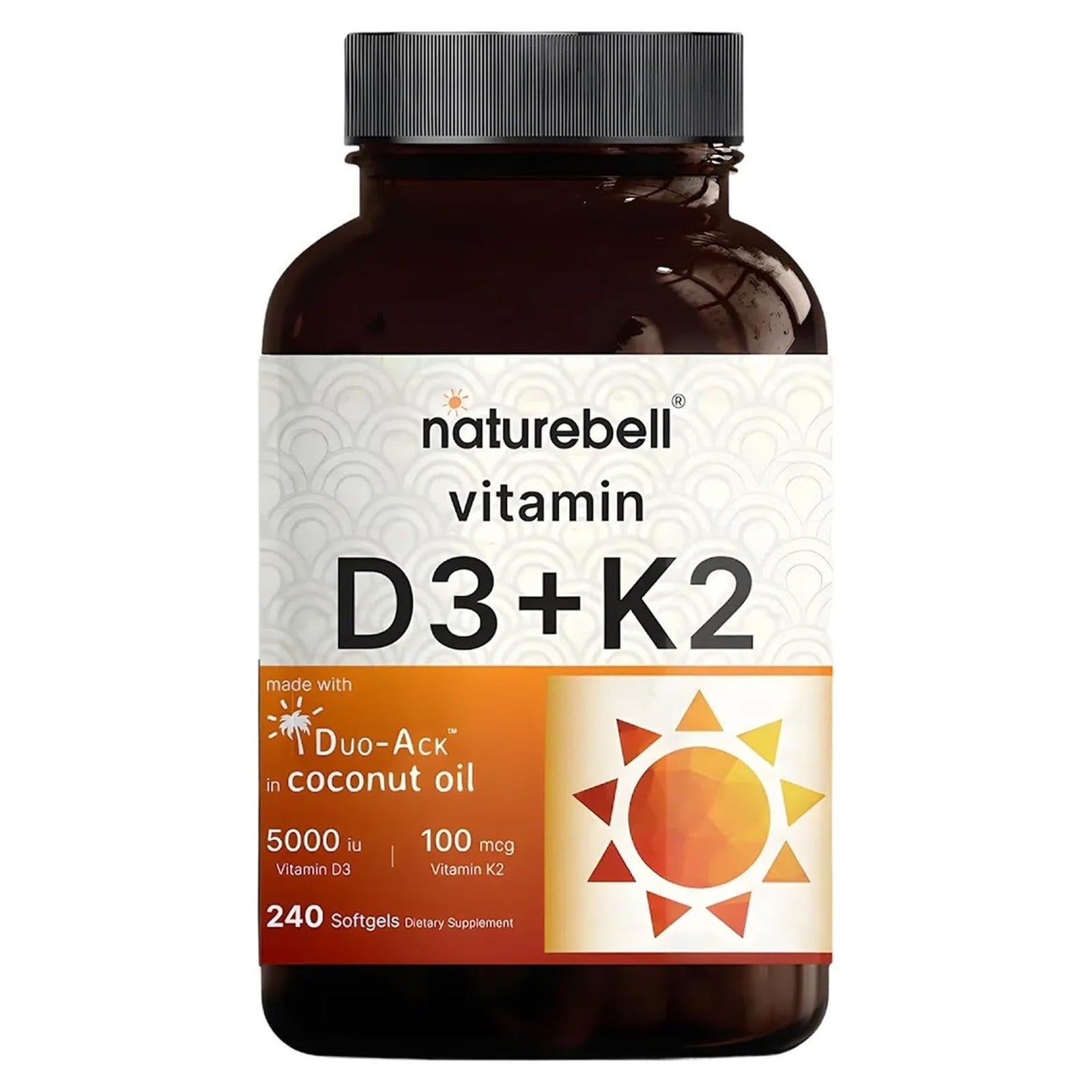 NatureBell Vitamin D3 5000 IU + K2 100 mcg 240 Softgels