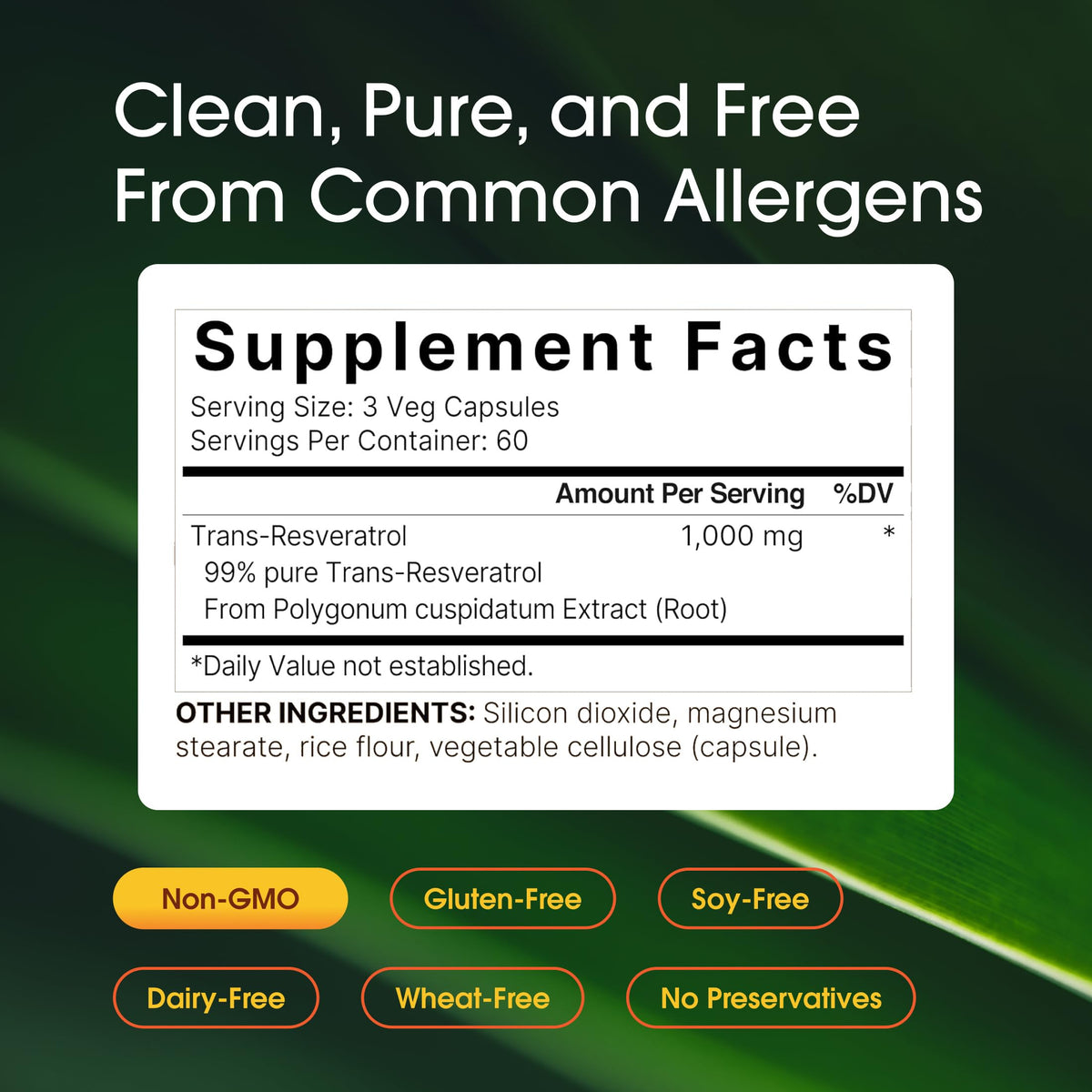 NatureBell Resveratrol 180 Vegetarian Capsules