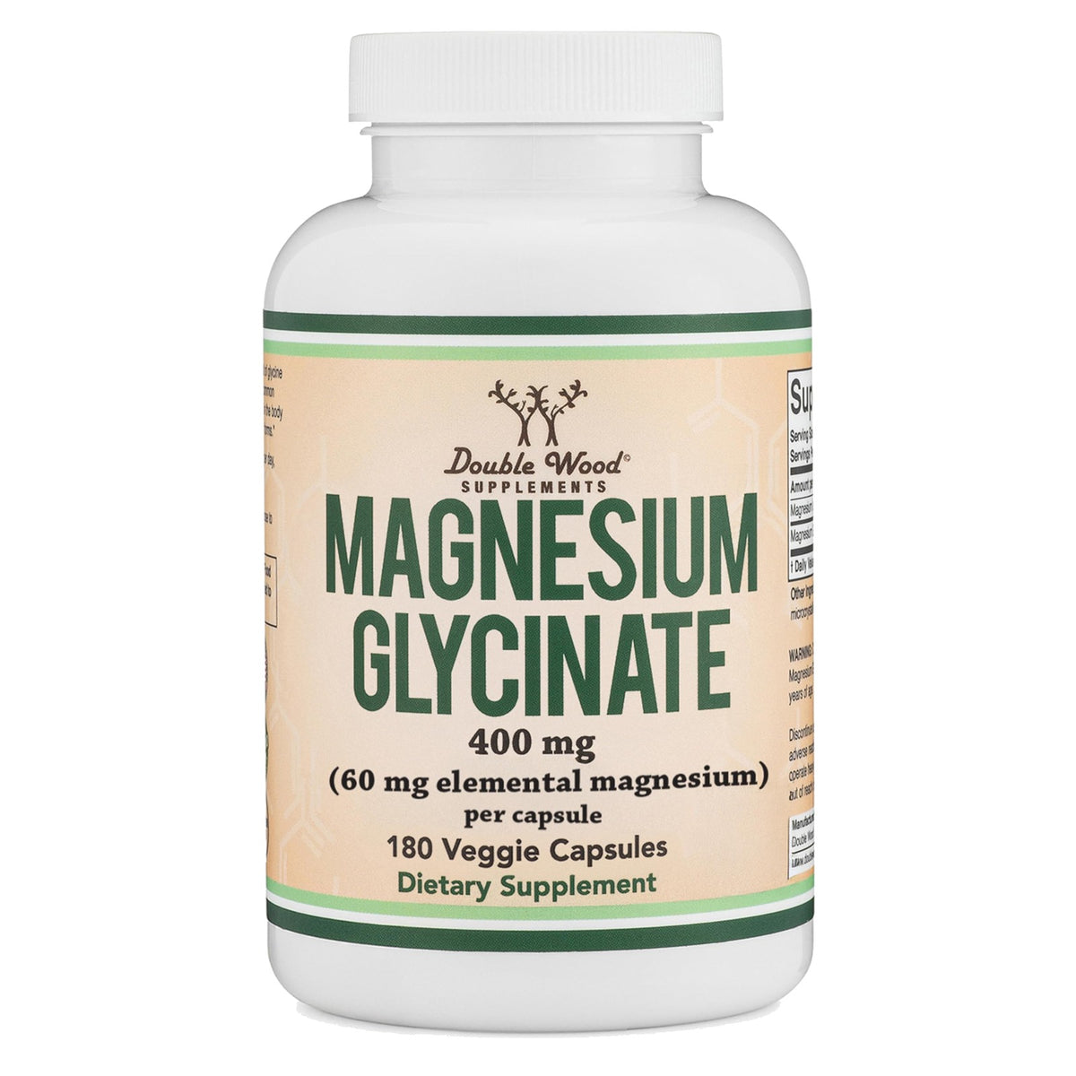 Double Wood Supplements Magnesium Glycinate 400mg 180 Capsules