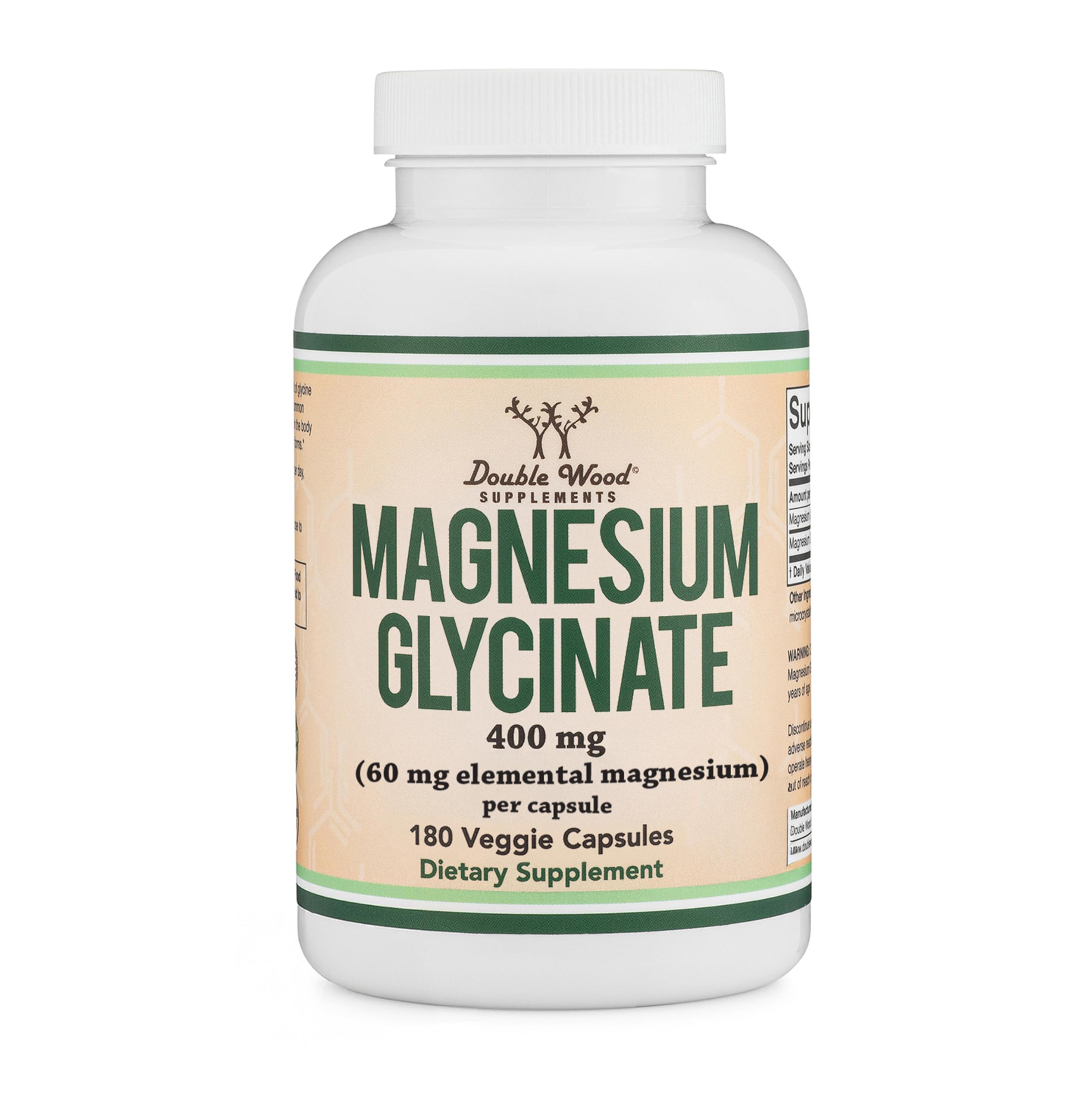 Double Wood Supplements Magnesium Glycinate 400mg 180 Capsules