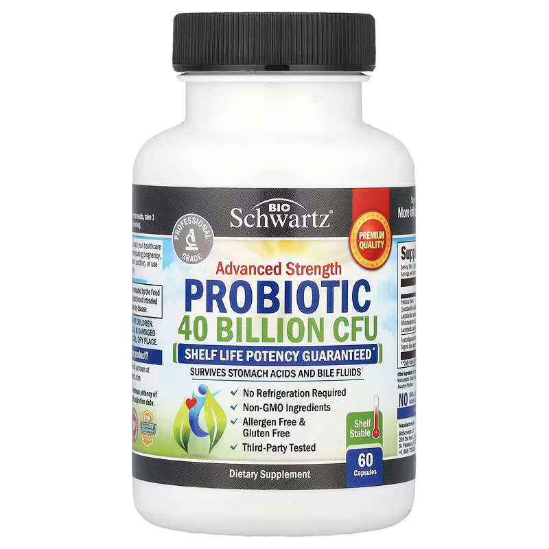 BioSchwartz, Advanced Strength Probiotic, 60 Capsules – بيوشوارتز، بروبيوتيك بقوة متقدمة، 60 كبسولة