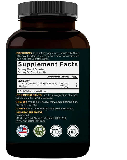 NatureBell TUDCA 500 mg with Ox Bile 125 mg 120 Capsules