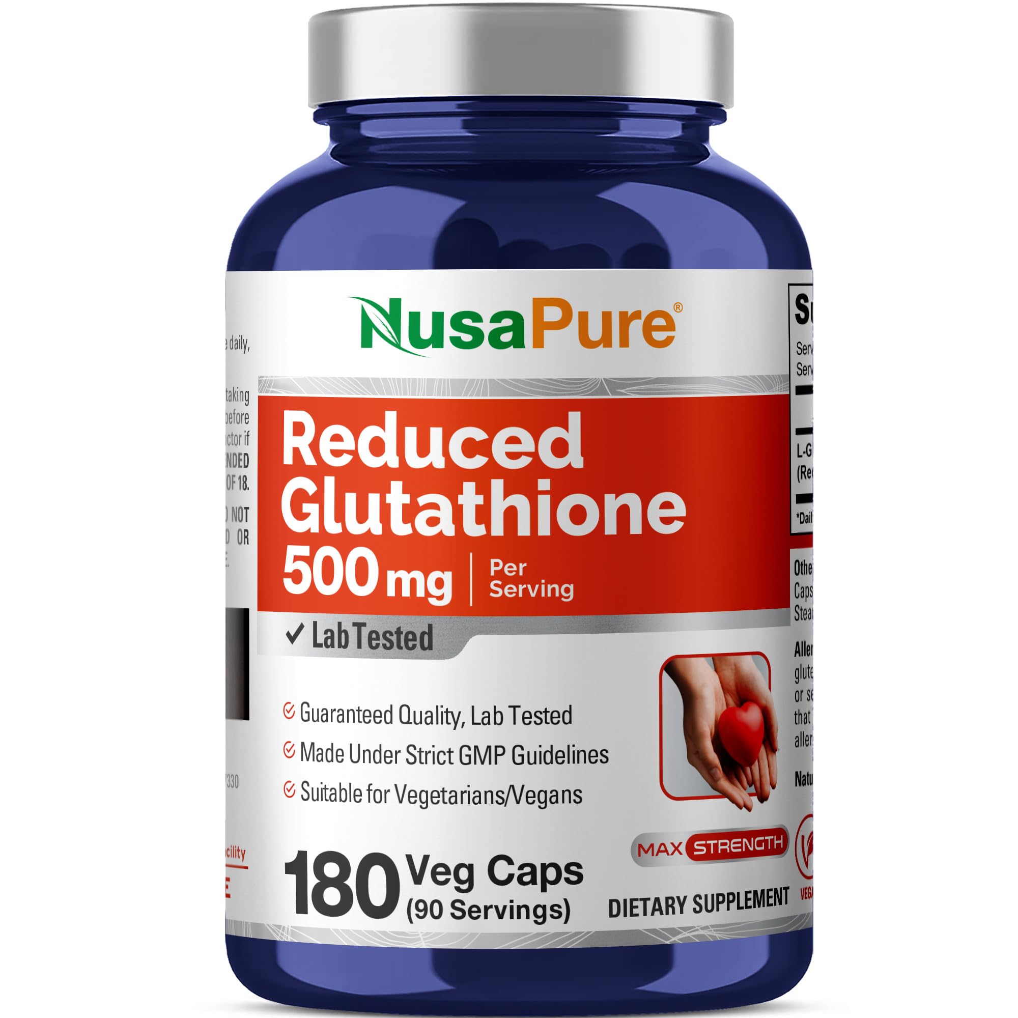 NusaPure Reduced Glutathione 500mg 180 Veggie Capsules