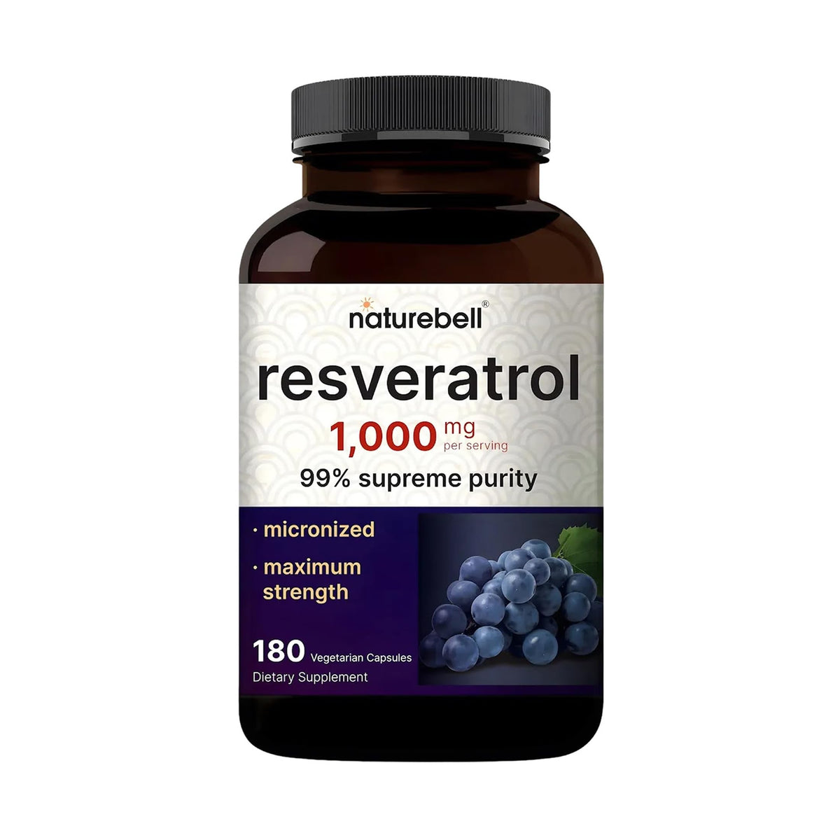 NatureBell Resveratrol 180 Vegetarian Capsules
