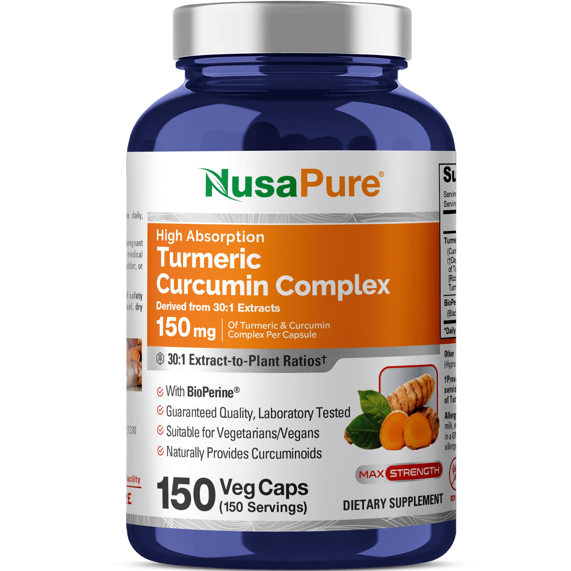 NusaPure Turmeric Curcumin Complex 4500 mg 150 Capsules