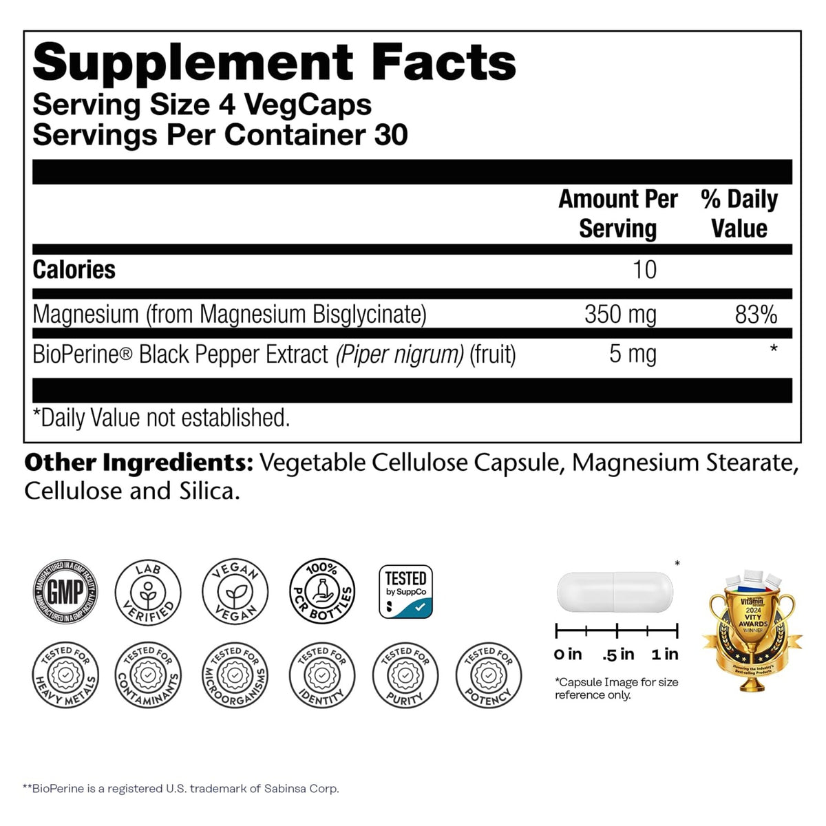 SOLARAY Magnesium Glycinate 120 Capsules