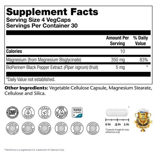 SOLARAY Magnesium Glycinate 120 Capsules