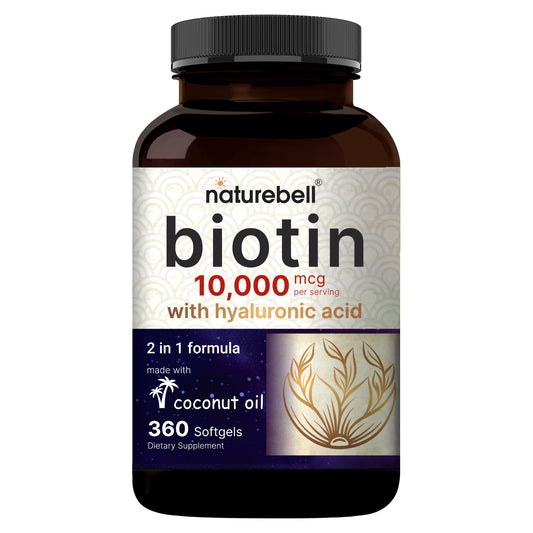 NatureBell Biotin 10000mcg + Hyaluronic Acid 25mg 360 Softgels