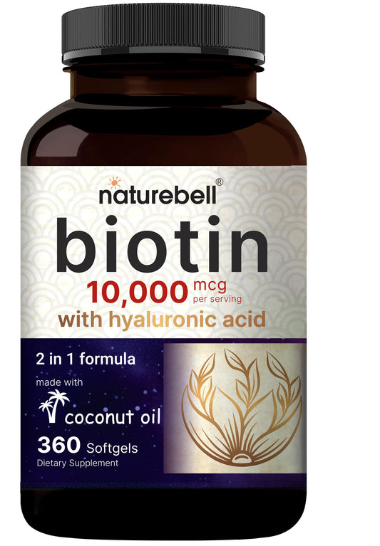 NatureBell Biotin 10000mcg + Hyaluronic Acid 25mg 360 Softgels