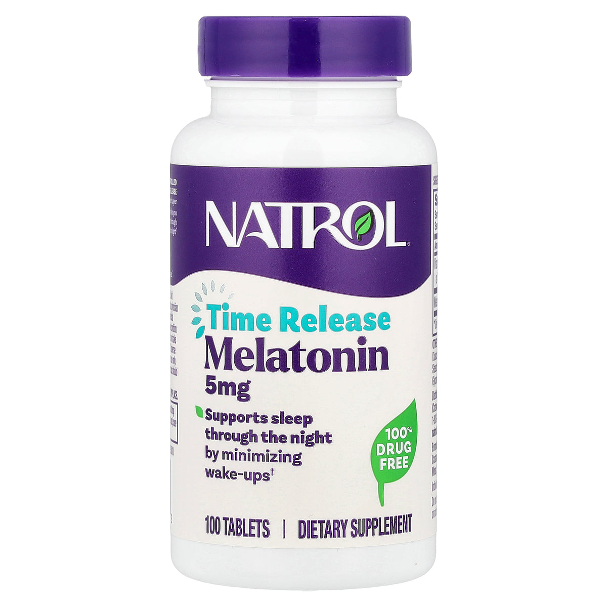 Natrol ميلاتونين ممتد المفعول 5 ملجم، 100 قرص، العبوة من الأمام