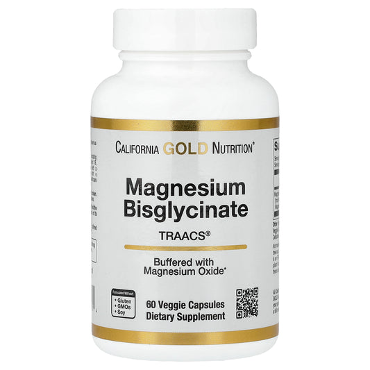 California Gold Nutrition Magnesium Bisglycinate Chelate Albion TRAACS® 60 Veggie Capsules