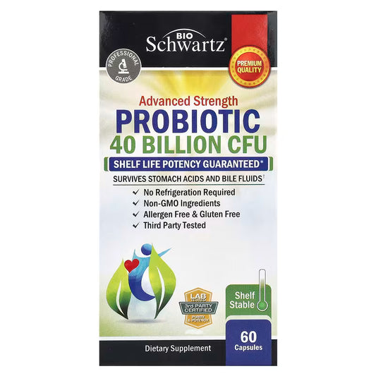 BioSchwartz, Advanced Strength Probiotic, 60 Capsules – بيوشوارتز، بروبيوتيك بقوة متقدمة، 60 كبسولة