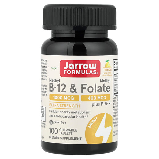 Jarrow Formulas Vegan Methyl B-12 & Methyl Folate Lemon 100 Chewable Tablets