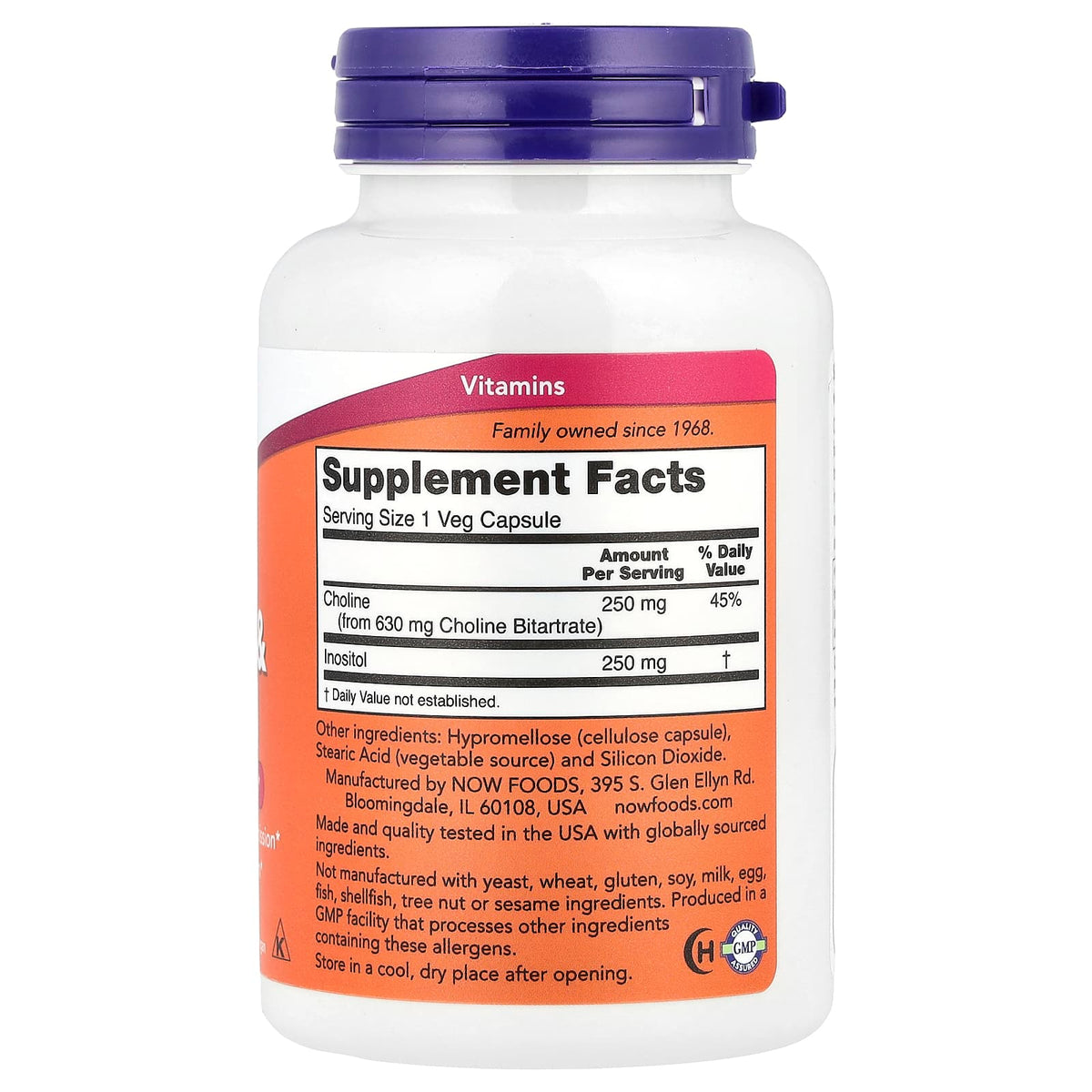 NOW Choline & Inositol 100 Capsules