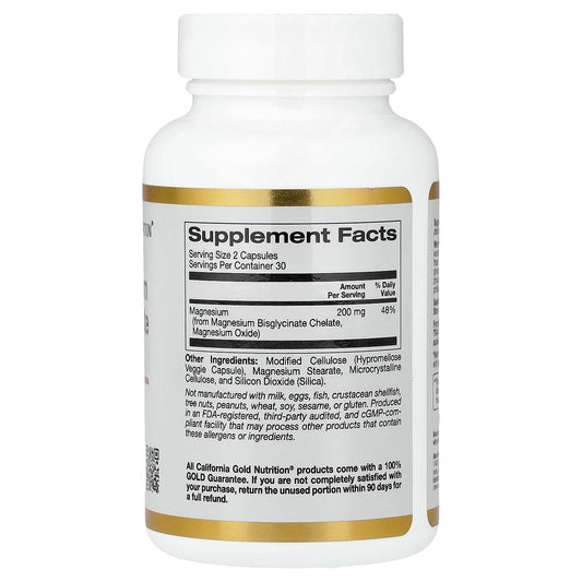 California Gold Nutrition Magnesium Bisglycinate Chelate Albion TRAACS® 60 Veggie Capsules