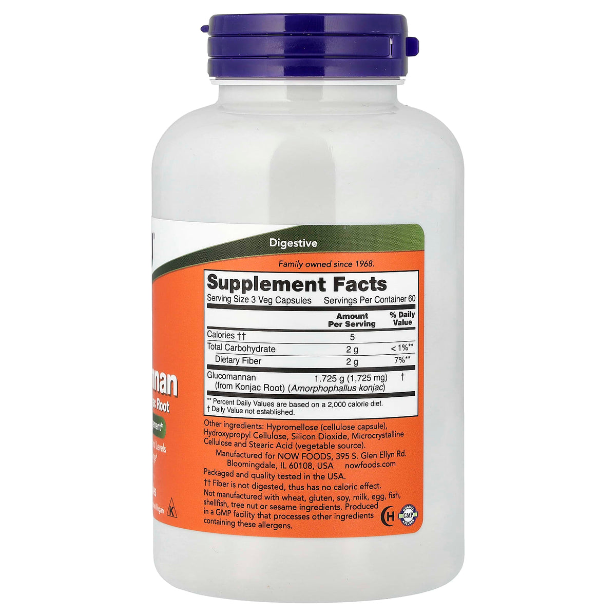 NOW Glucomannan 575 mg 180 Capsules