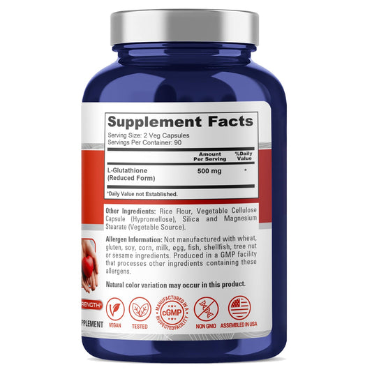 NusaPure Reduced Glutathione 500mg 180 Veggie Capsules