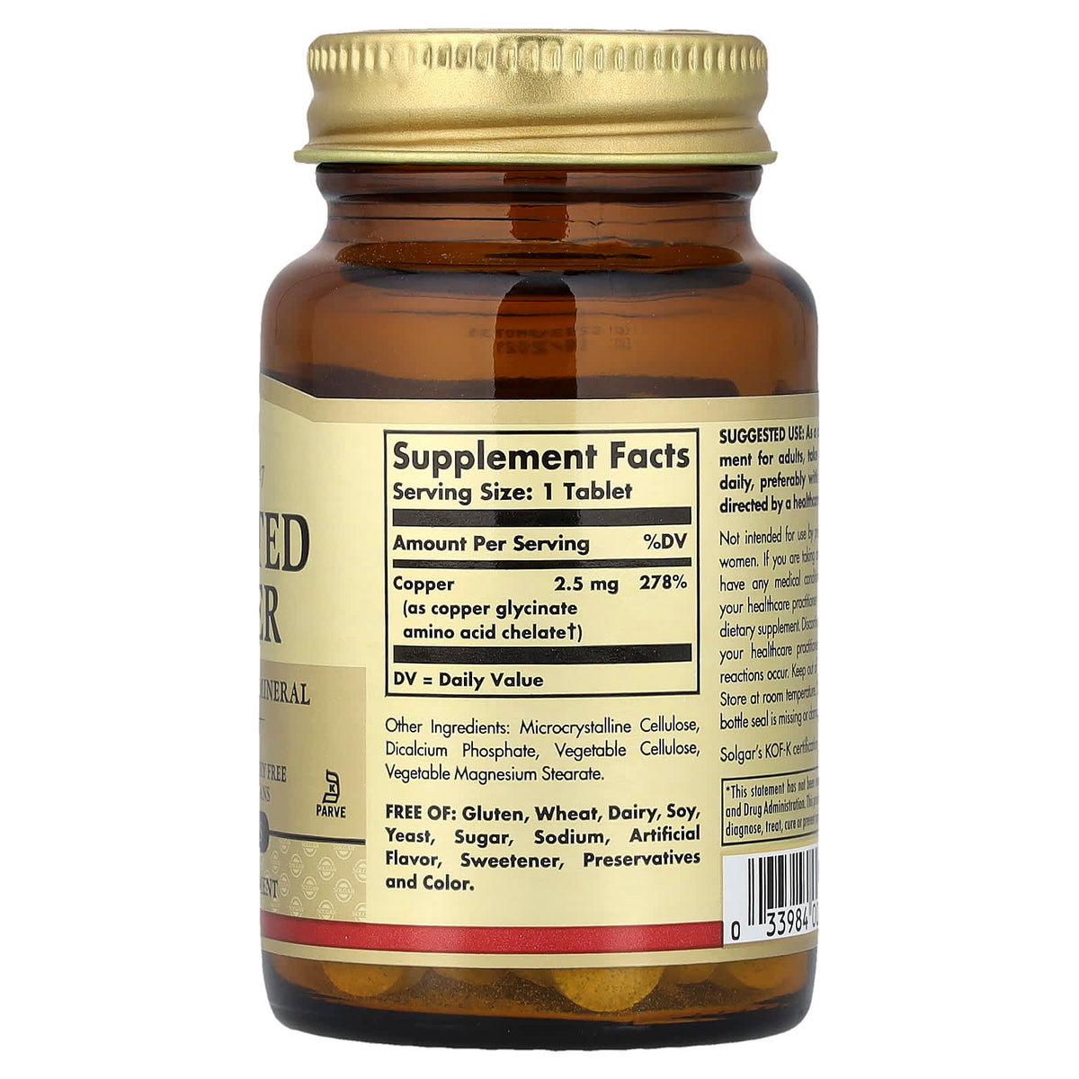 Solgar Chelated Copper 100 Tablets