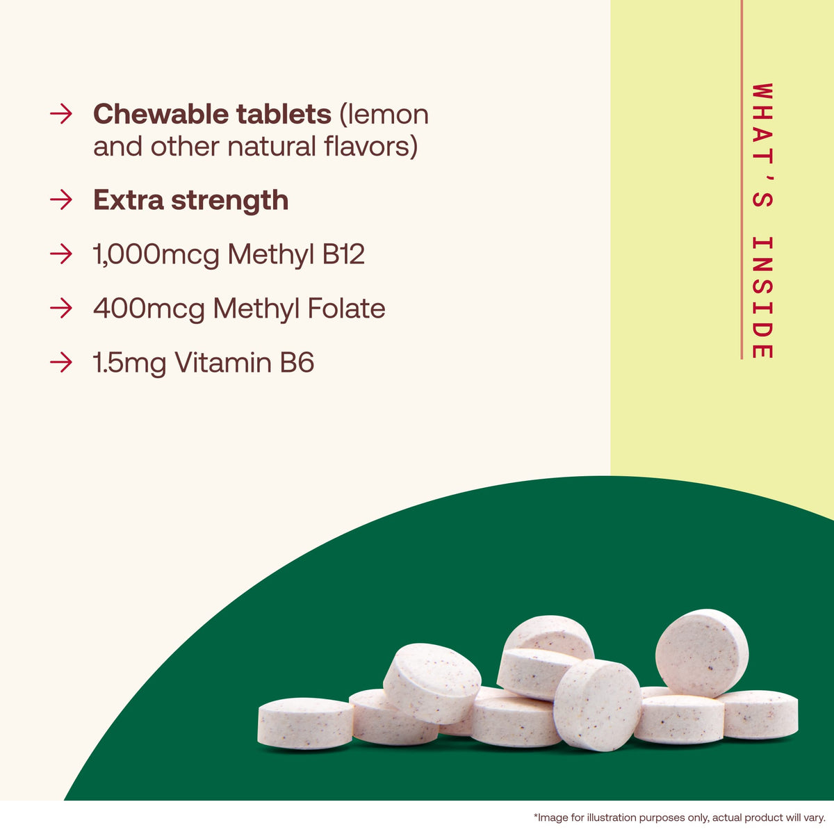 Jarrow Formulas Vegan Methyl B-12 & Methyl Folate Lemon 100 Chewable Tablets