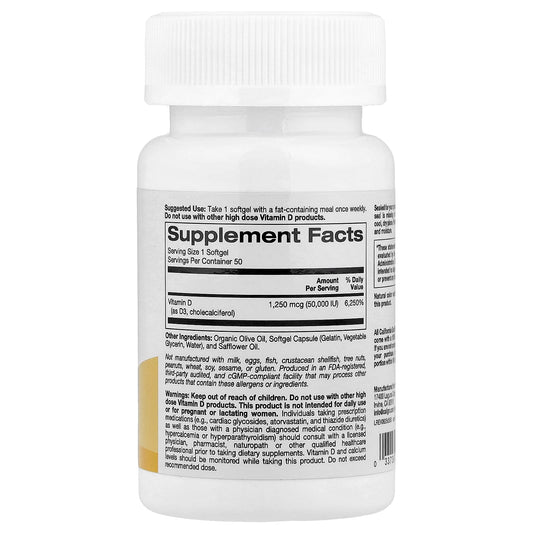 California Gold Vitamin D3 50000 IU 50 Softgels