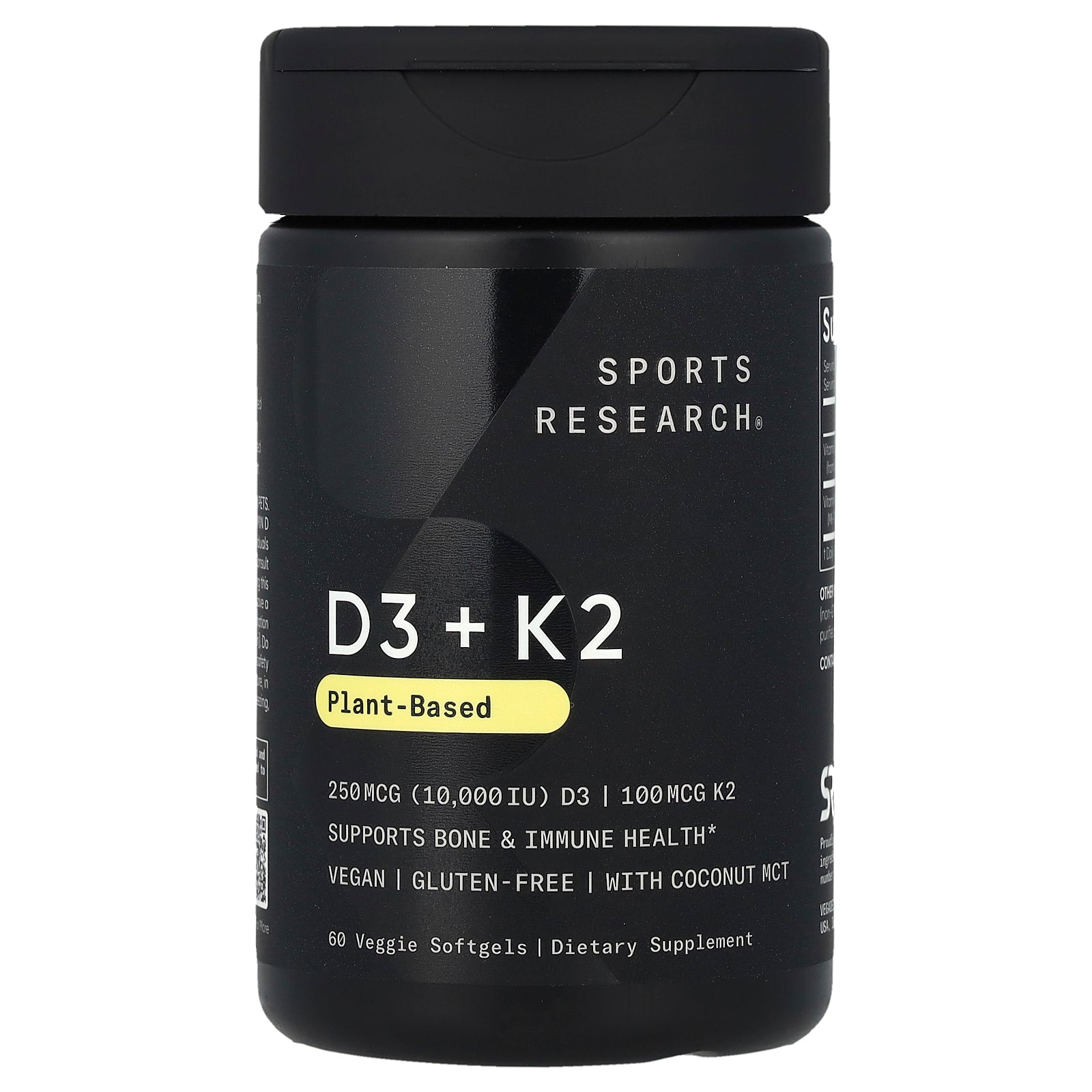 Sports Research D3 + K2 Plant-Based 250 mcg/100 mcg 60 Softgels