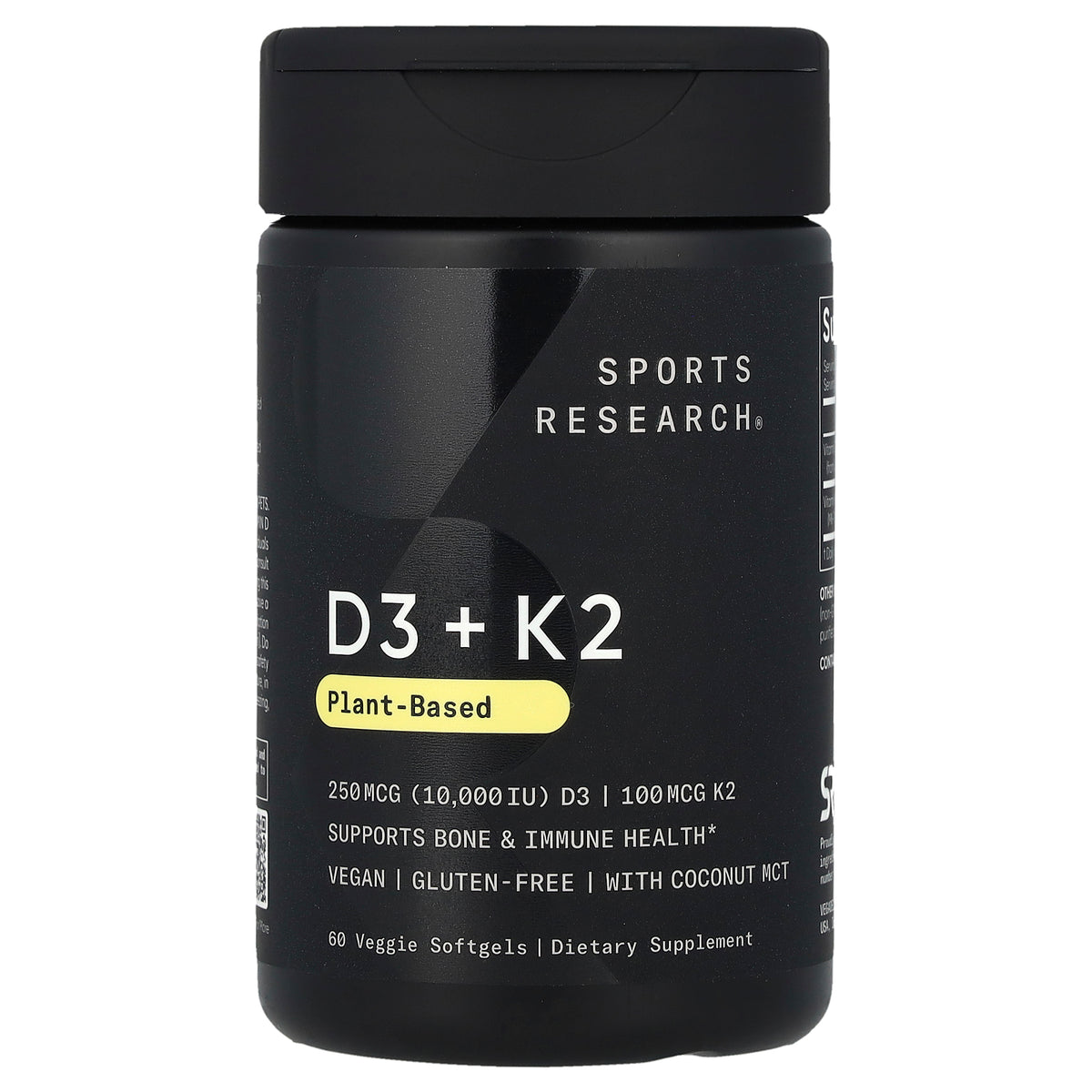 Sports Research D3 + K2 Plant-Based 250 mcg/100 mcg 60 Softgels