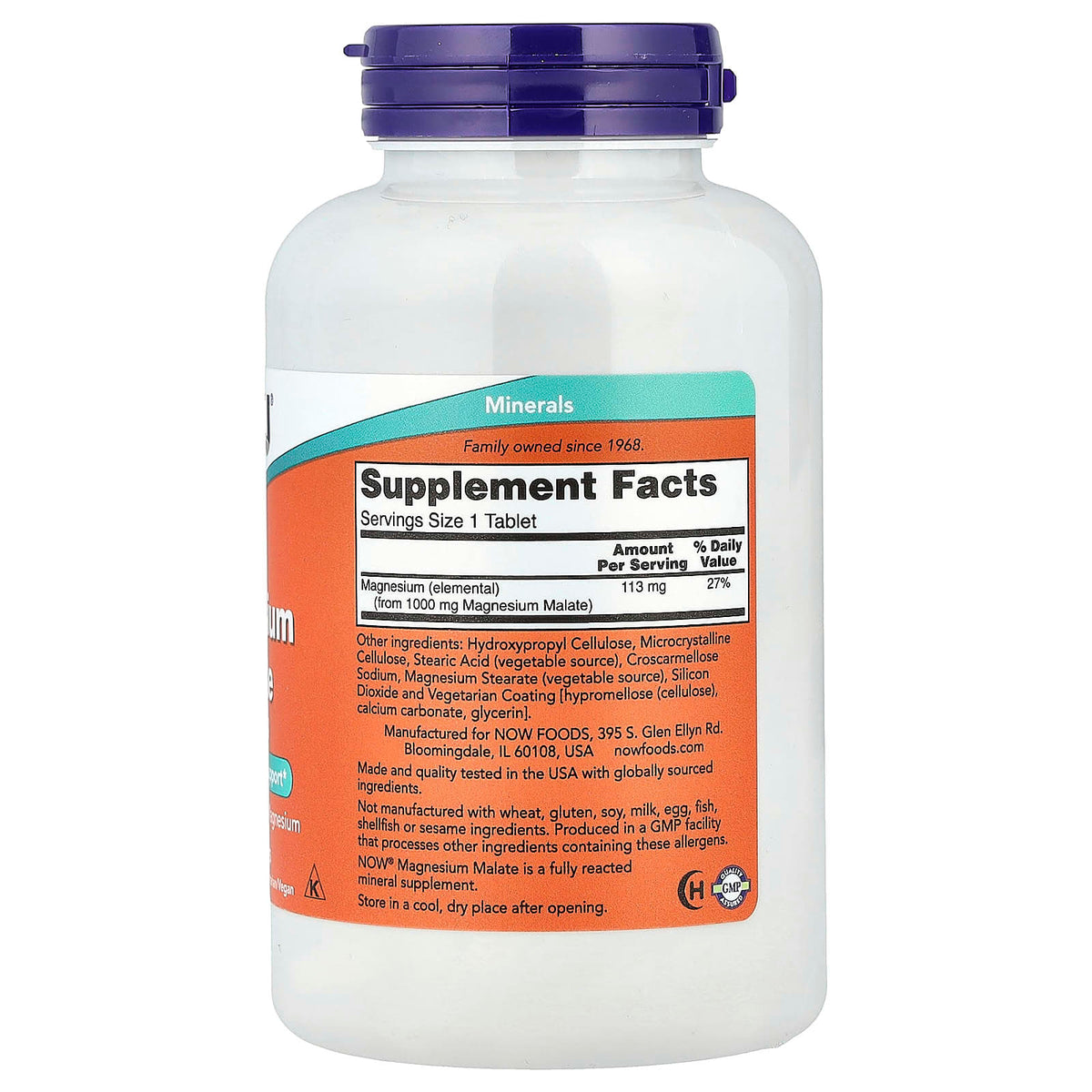 NOW Magnesium Malate 1000 mg 180 Tablets