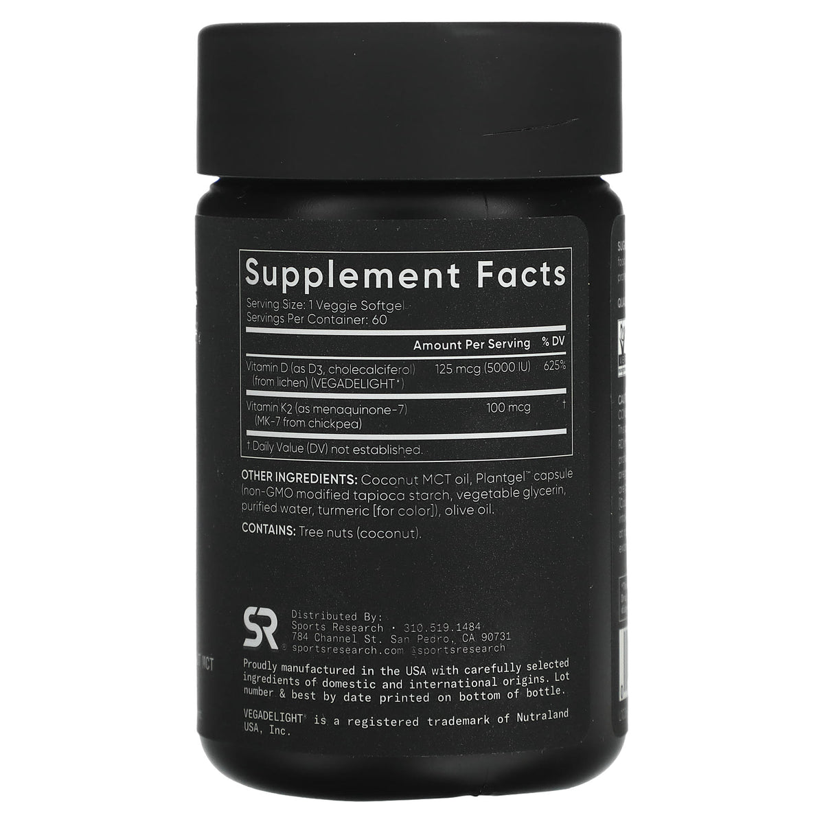 Sports Research D3 5000 + K2 100 mcg 60 Softgels
