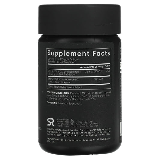 Sports Research D3 5000 + K2 100 mcg 60 Softgels
