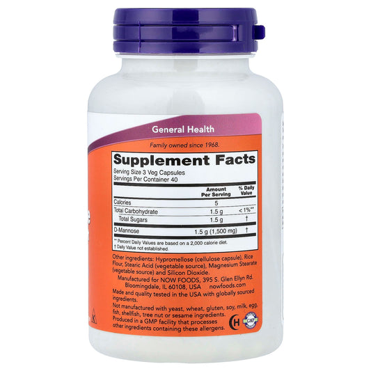 NOW D-Mannose 500 mg 120 Capsules