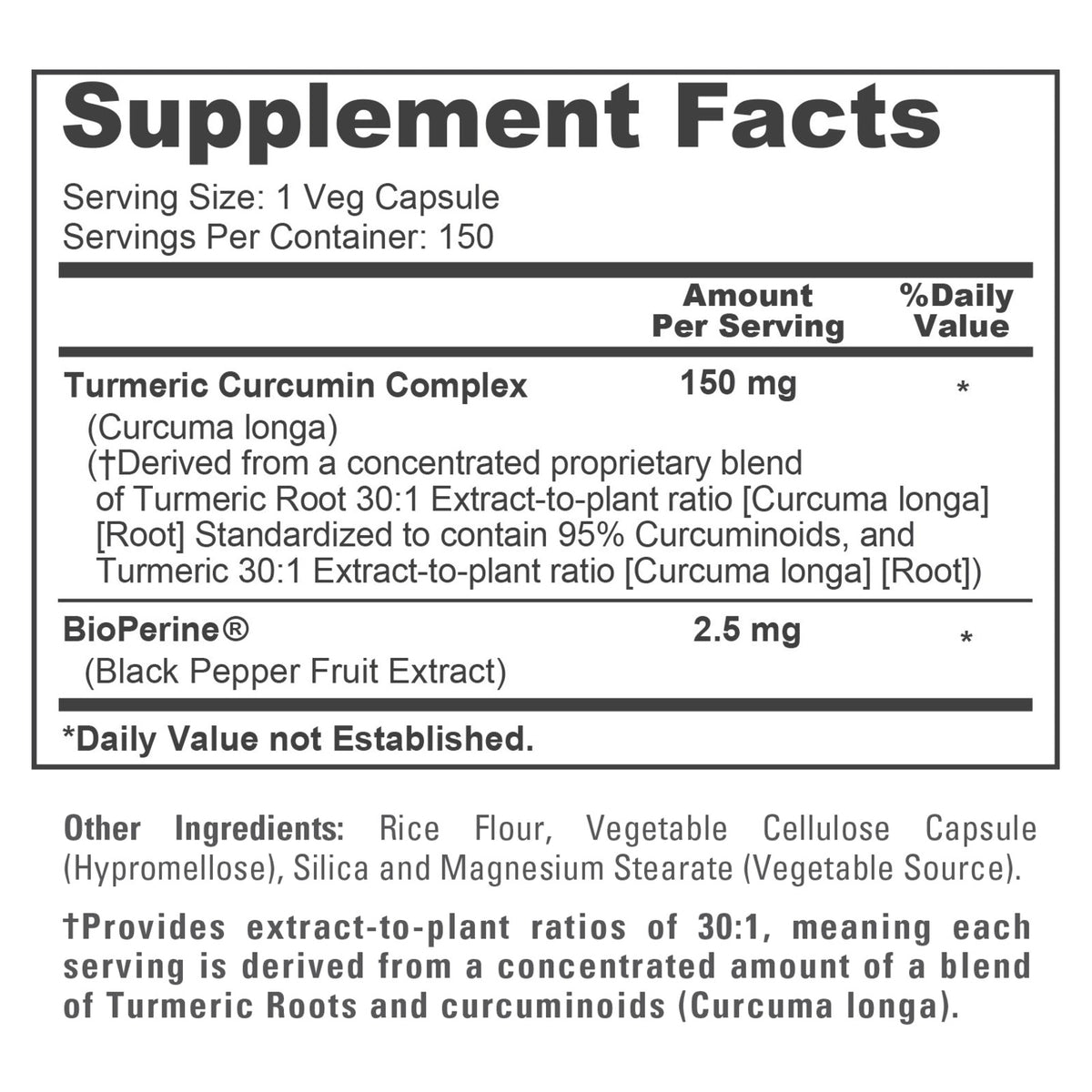 NusaPure Turmeric Curcumin Complex 4500 mg 150 Capsules
