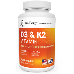 Dr. Berg D3 10000 & K2 Vitamin 120 Capsules