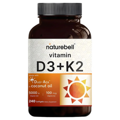 NatureBell Vitamin D3 5000 IU + K2 100 mcg 240 Softgels